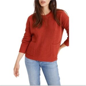 Madewell Patch Pocket Pullover Sweater Rust Red